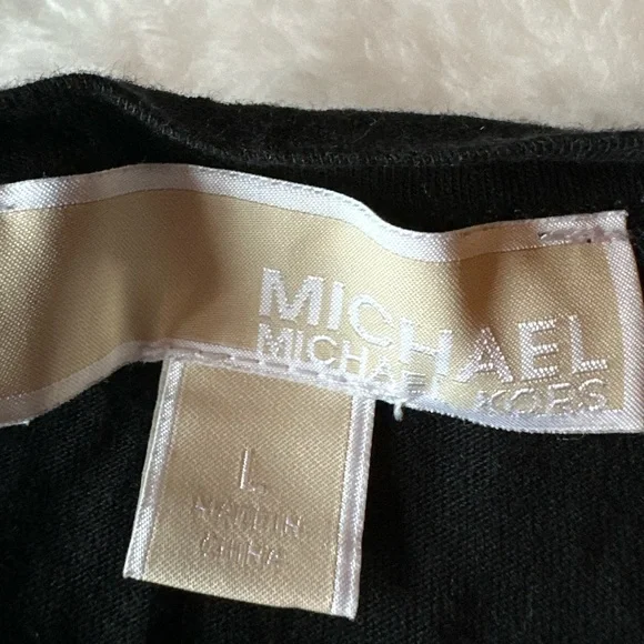 Michael Kors Black & White Animal Print Long Sleeve Top Womens Large - Picture 2 of 3